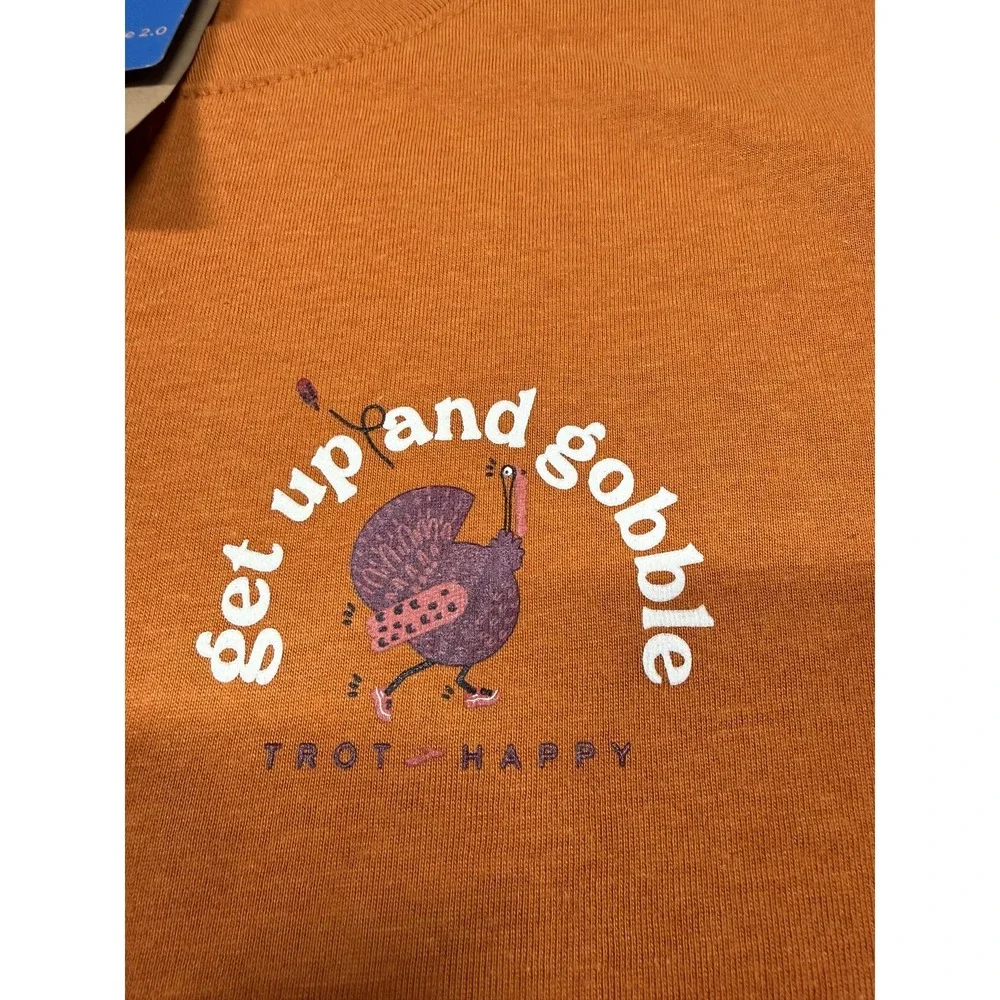 Brooks Distance 2.0‎ Shirt Mens Large Orange Long Sleeve Turkey Gobble Run Top
